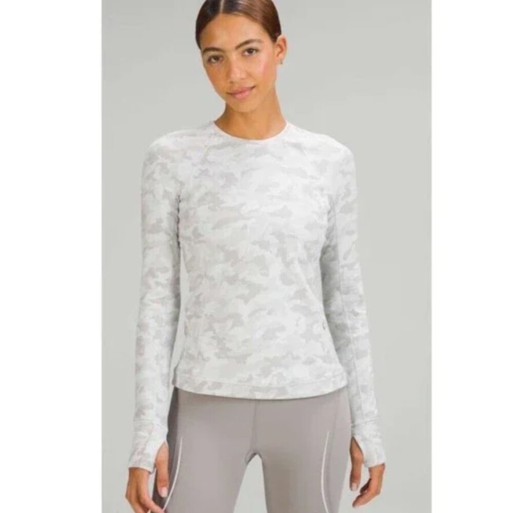 LULULEMON It's Rulu Run Long Sleeve Shirt in Gray Camouflage Sz 14 - NWT!!